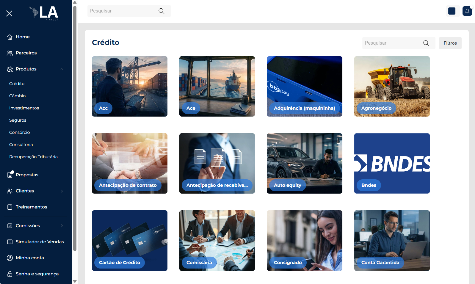 Marketplace de Crédito da plataforma L.A. Fintech